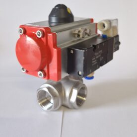 Siłownik z elektrozaworem i zaworem kulowym 3drogowym